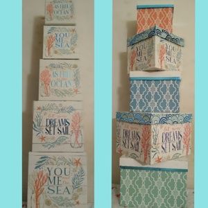 Set of 5 island inspired boxes